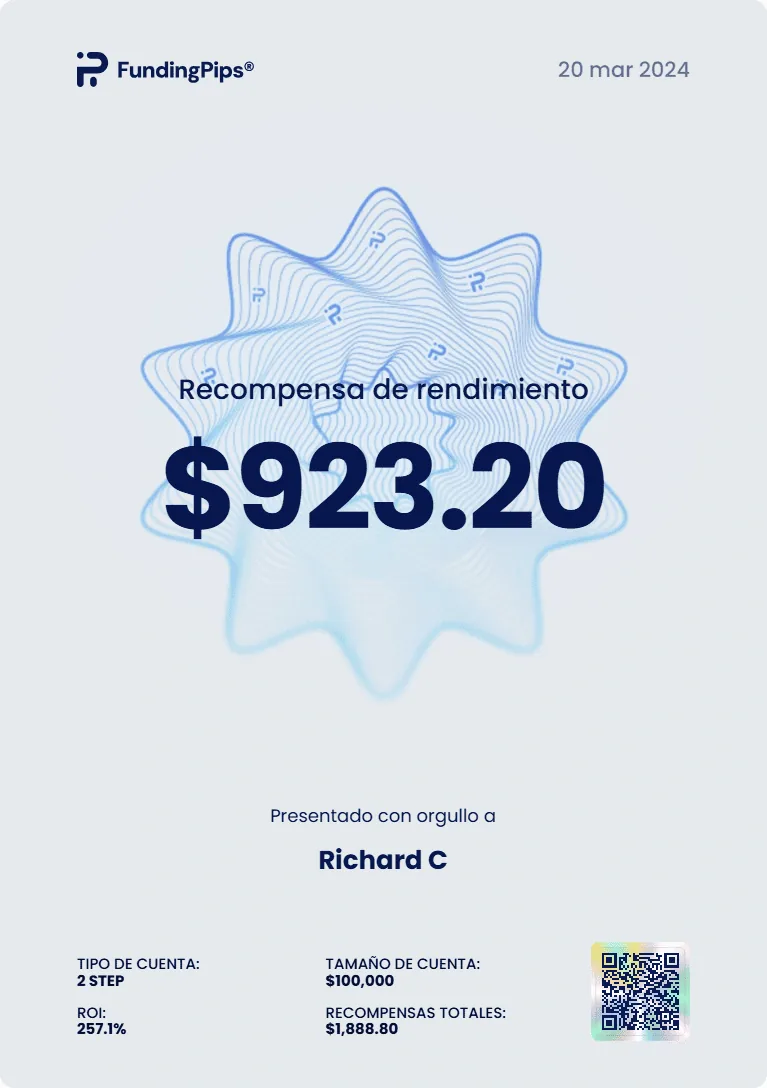 Retiro verificado de $923.20 — FundingPips