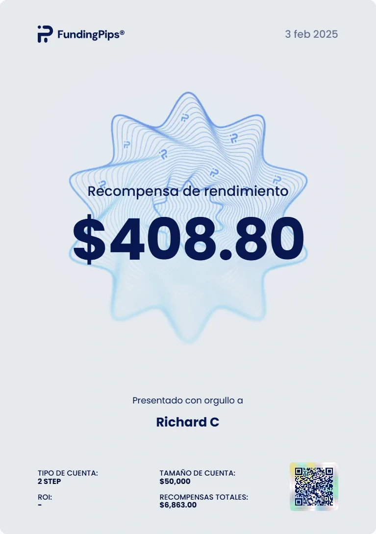 Retiro verificado de $408.80 — FundingPips