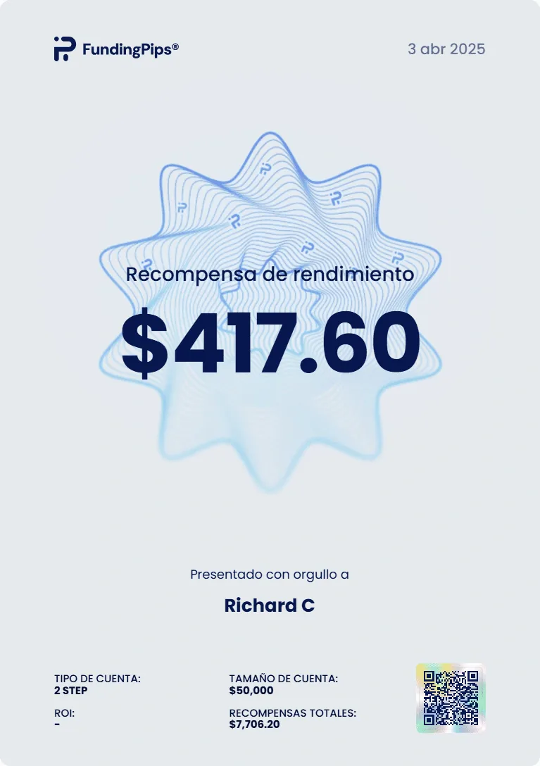 Retiro verificado de $417.60 — FundingPips