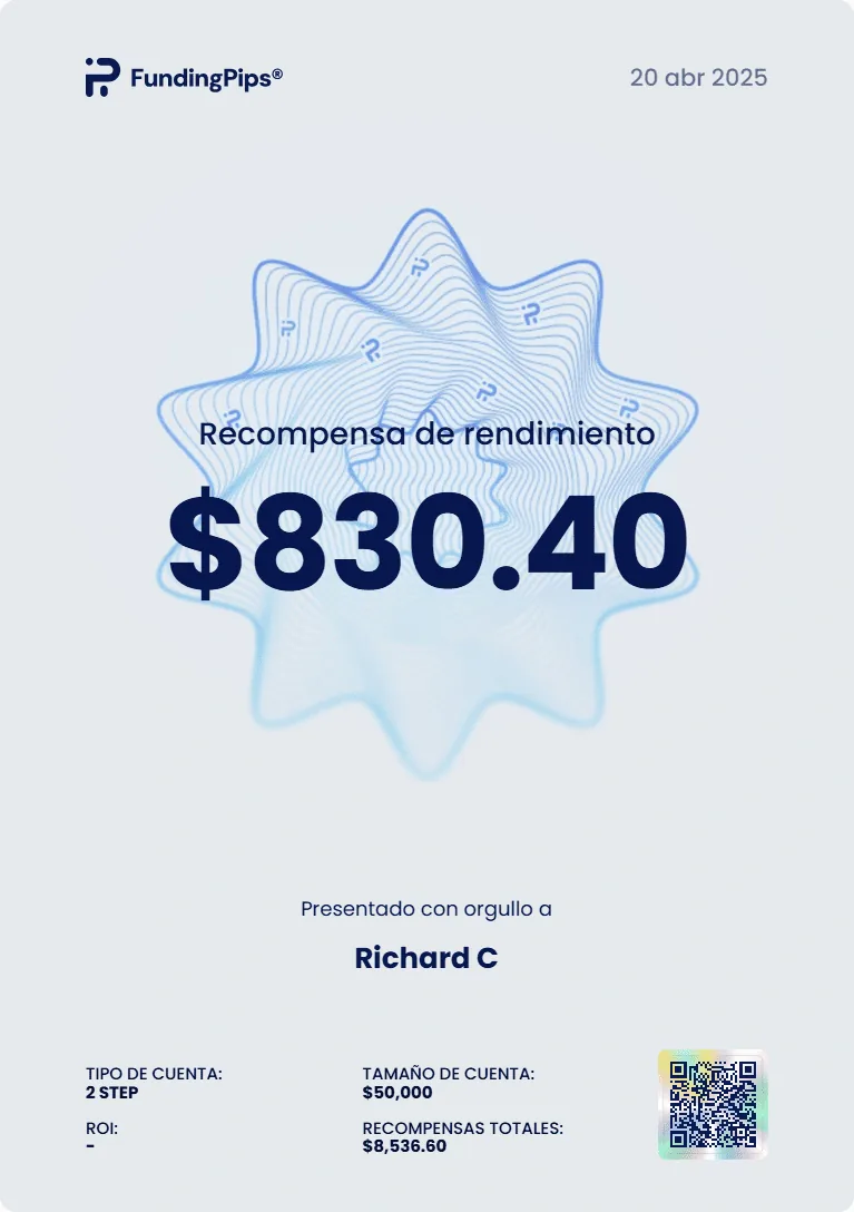 Retiro verificado de $830.40 — FundingPips