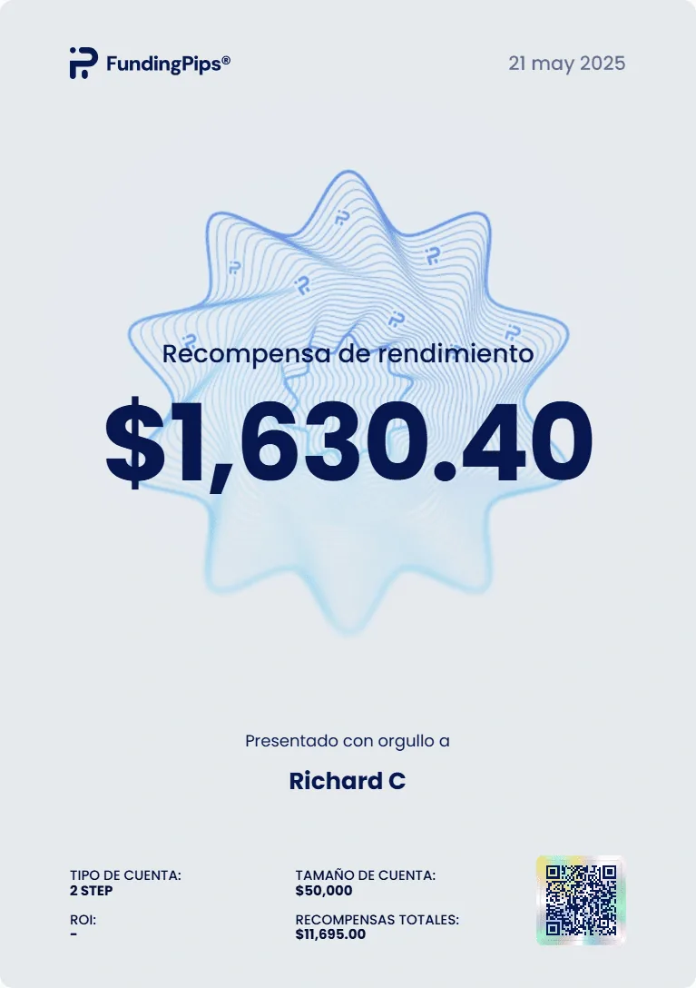 Retiro verificado de $1,528.00 — FundingPips