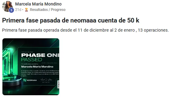 Resultado de prueba de fondeo superada - Evidencia 2
