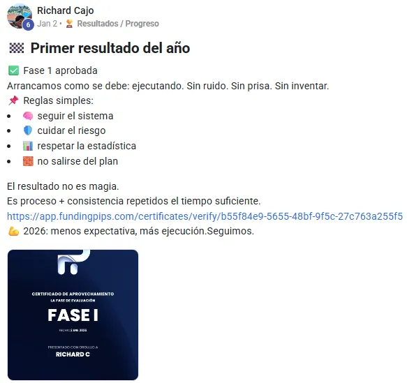 Resultado de prueba de fondeo superada - Evidencia 8